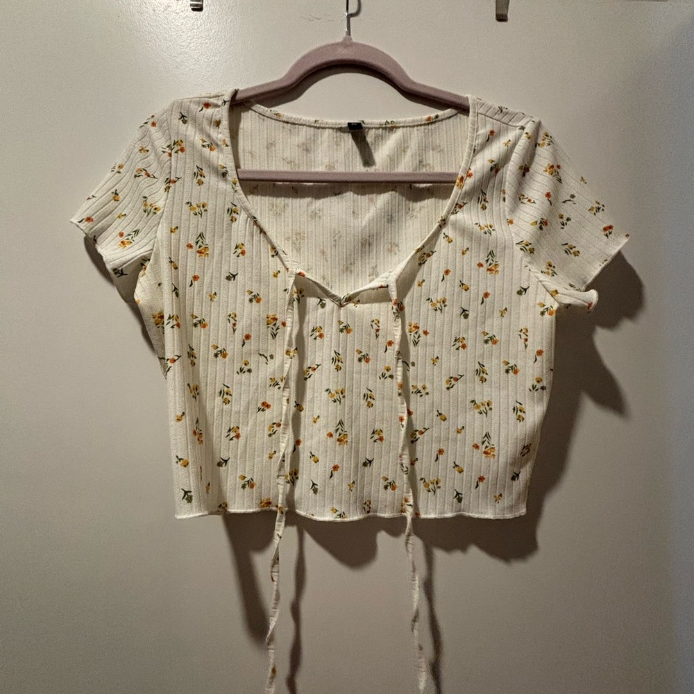 Floral White Crop Top
